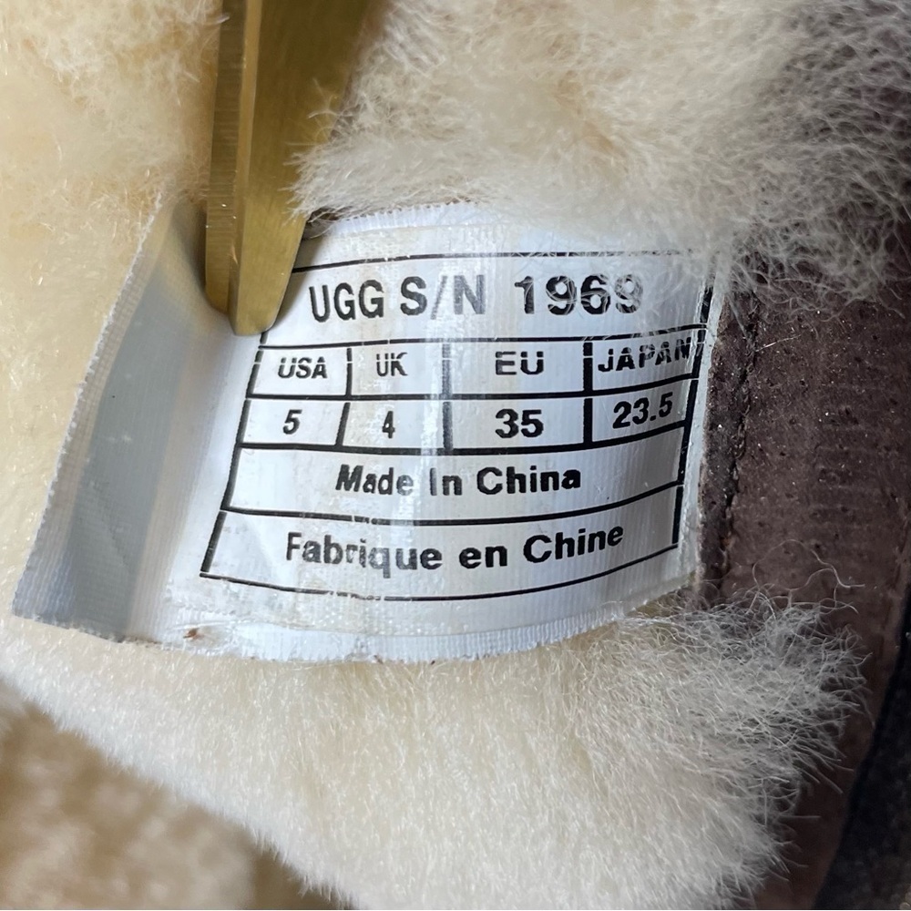 UGG Australia Kensington Leather Shearling Buckle Boots Brown Women’s Size 5 - Picture 2 of 12
